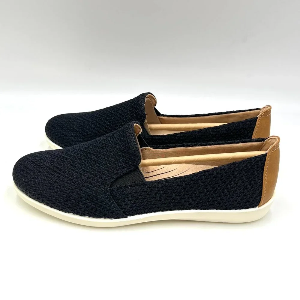 Life Stride Womens Size 6.5 Next Level Black Knit Slip On Comfort‎ Loafers Shoes